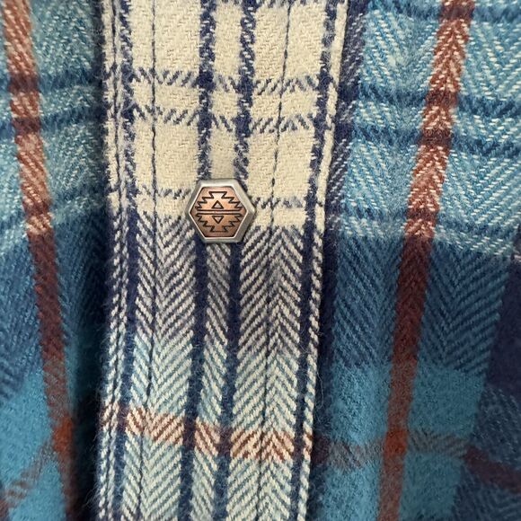 Ariat Huntleigh Retro Plaid Long Sleeve Snap Western Flannel Shirt Small Blue - Picture 7 of 14